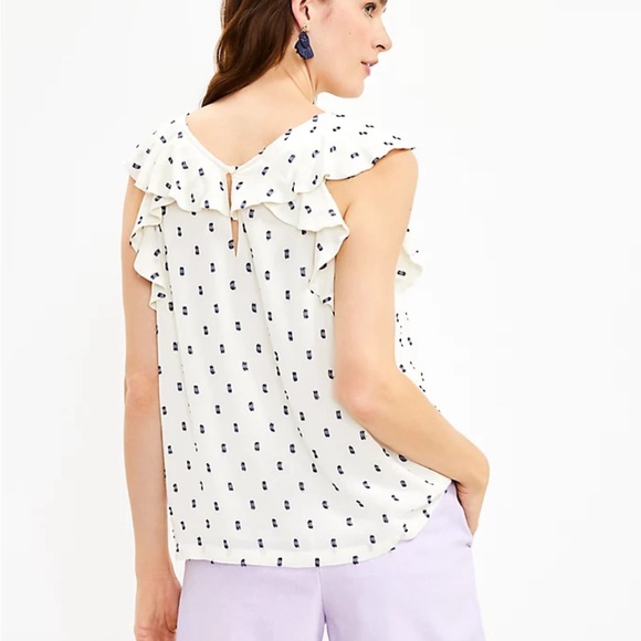 NWT Loft Clip Ruffle V-Back Shell, Size XL - Picture 3 of 6